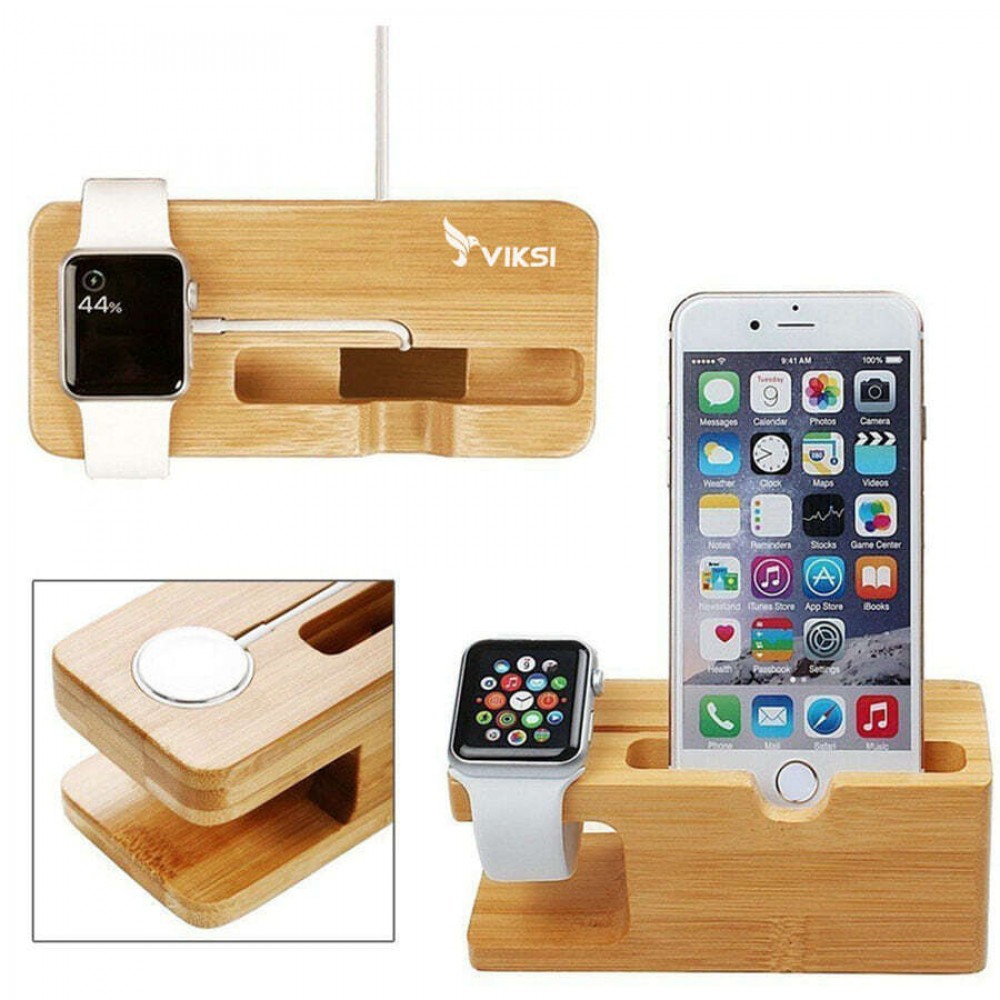 Подставка-органайзер Eco из дерева для Apple Watch и iPhone