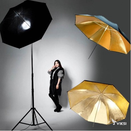 Студийный зонтик (Gold) отражатель для фотостудии (83 см) 