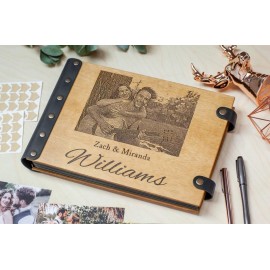 Свадебный фотоальбом с вашим фото на деревянной обложке
