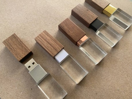 Флешка скляна Metal-Glass-Wood